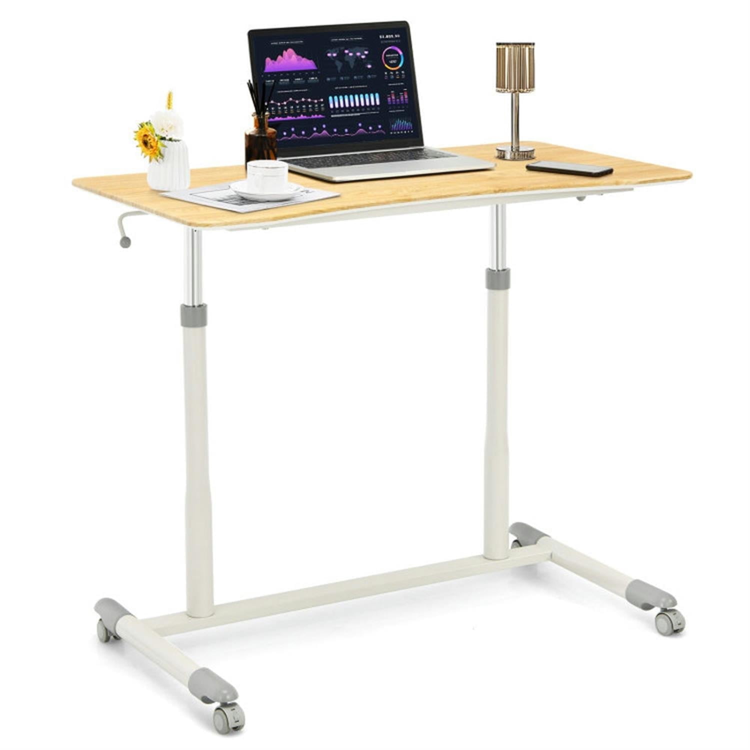 Demi Bonn Height Adjustable Computer Desk Sit to Stand Rolling Notebook Table, Laptop Workstation for Laptops, Books, Tablets, and Art, Beige