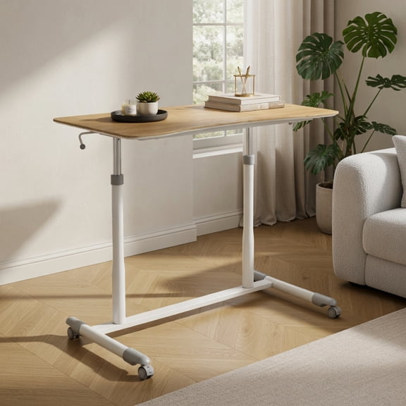 Demi Bonn Height Adjustable Computer Desk Sit to Stand Rolling Notebook Table, Laptop Workstation for Laptops, Books, Tablets, and Art, Beige