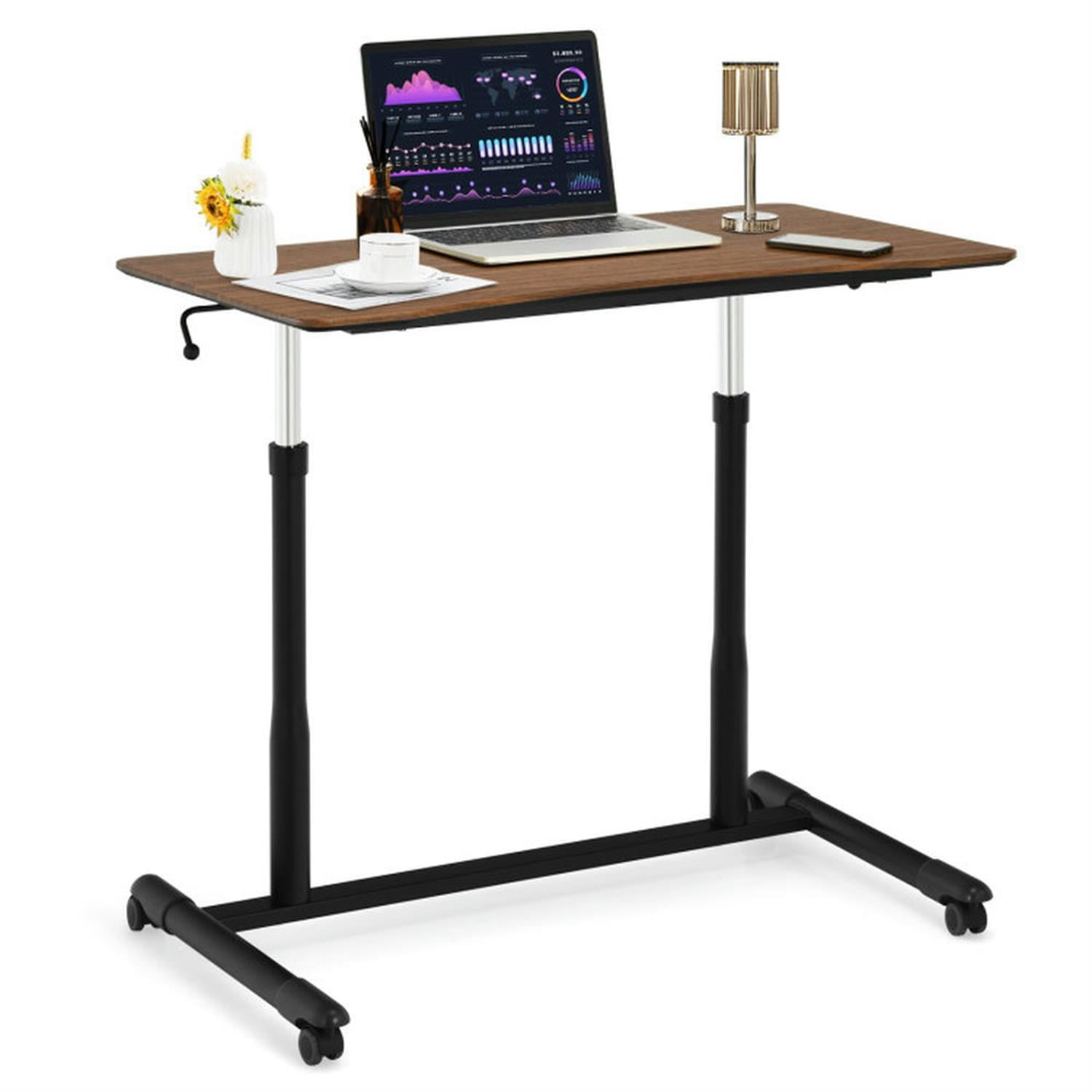 Finihen Height Adjustable Computer Desk Sit to Stand Rolling Notebook Table, Laptop Workstation for Laptops, Books, Tablets, and Art, Brown Finihen Height Adjustable Computer Desk Sit to Stand Rolling Notebook Table, Laptop Workstation for Laptops, Books, Tablets, and Art, Brown
