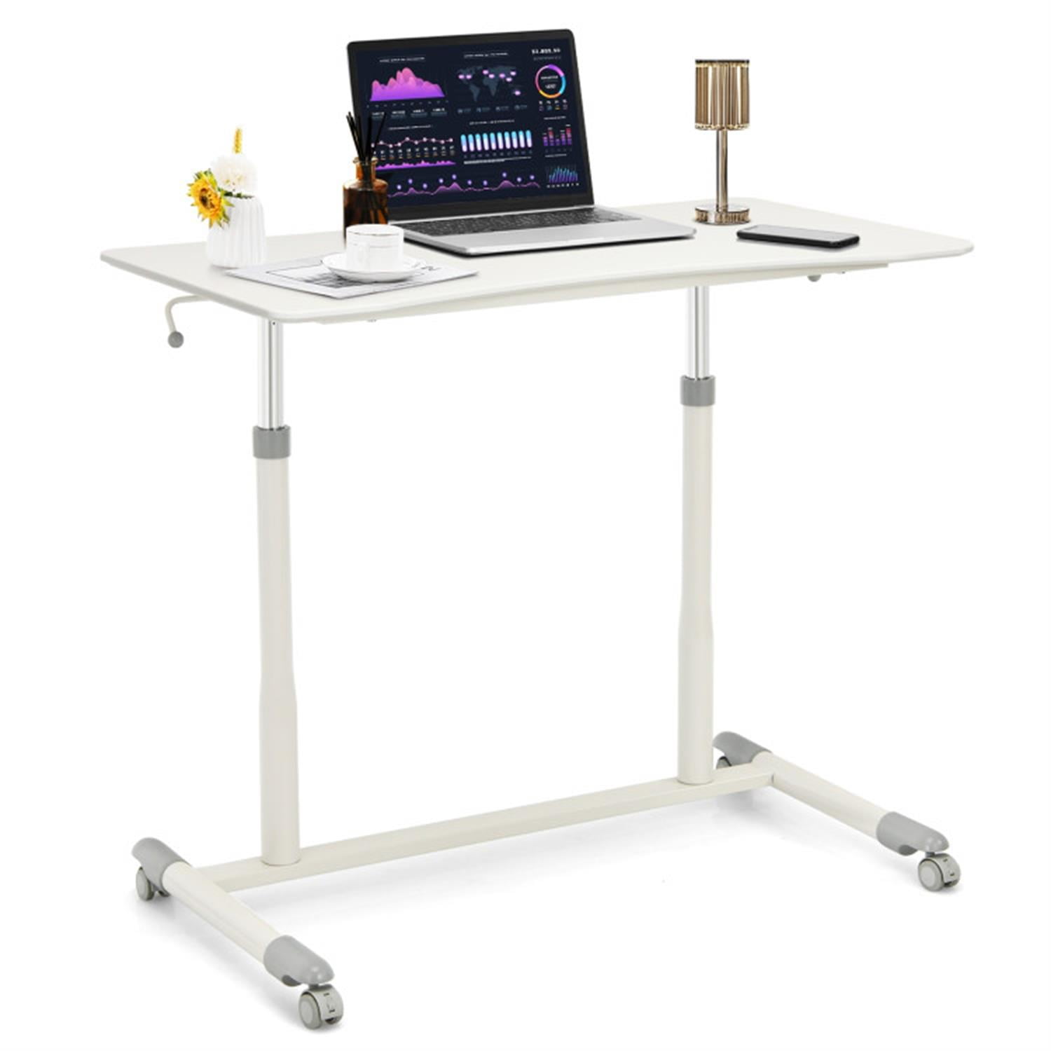 Finihen Height Adjustable Computer Desk Sit to Stand Rolling Notebook Table, Laptop Workstation for Laptops, Books, Tablets, and Art, White Finihen Height Adjustable Computer Desk Sit to Stand Rolling Notebook Table, Laptop Workstation for Laptops, Books, Tablets, and Art, White