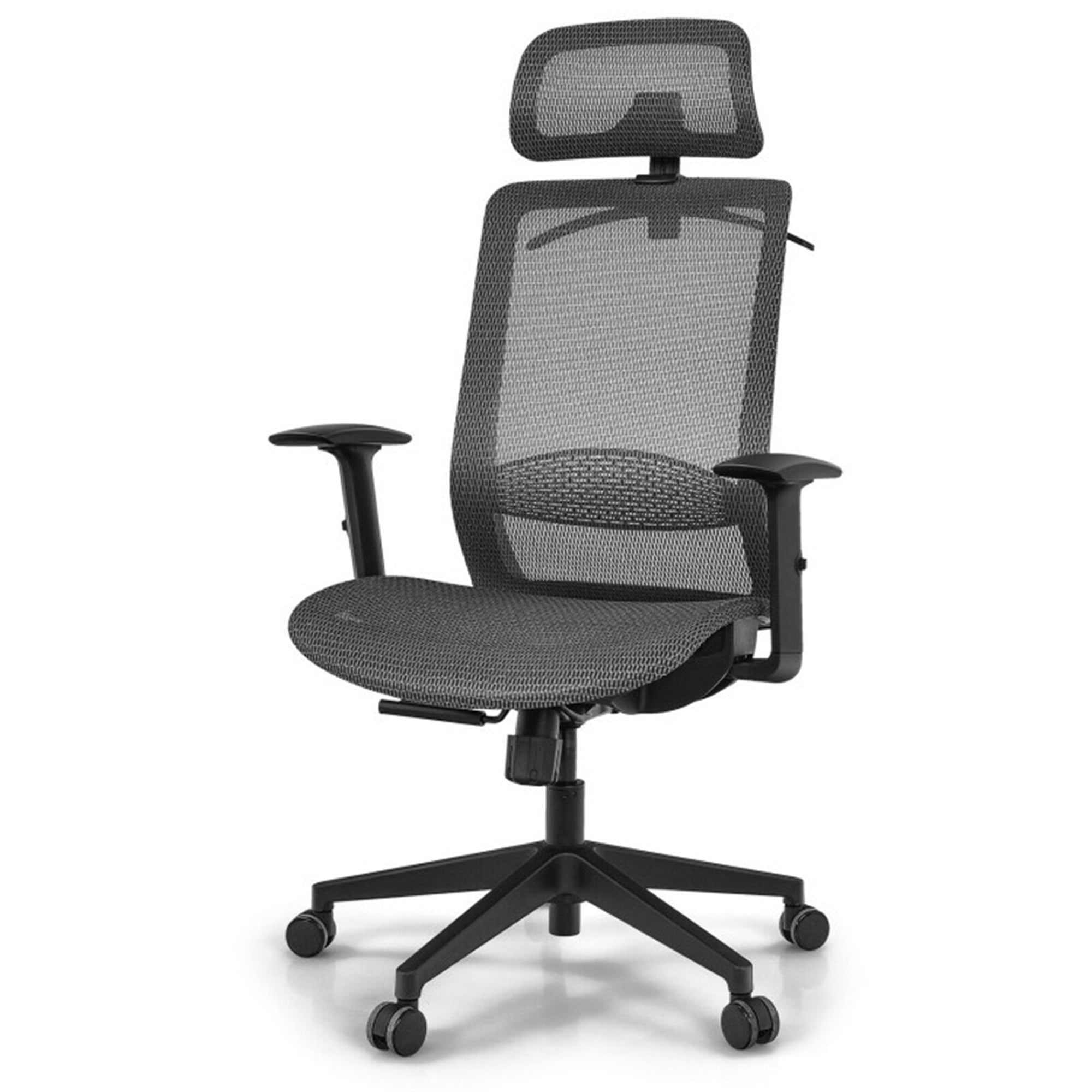 Finihen Height Adjustable Ergonomic High Back Mesh Office Chair with Hange for Home, Bedroom, Study, Gray