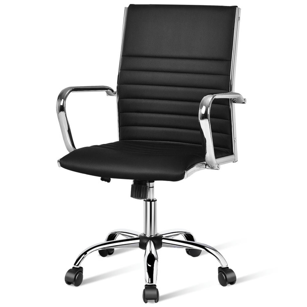 Finihen High Back Ribbed Office Chair with Armrests, Rolling Work Computer Desk Chair for Home, Bedroom, Study, Black Finihen High Back Ribbed Office Chair with Armrests, Rolling Work Computer Desk Chair for Home, Bedroom, Study, Black
