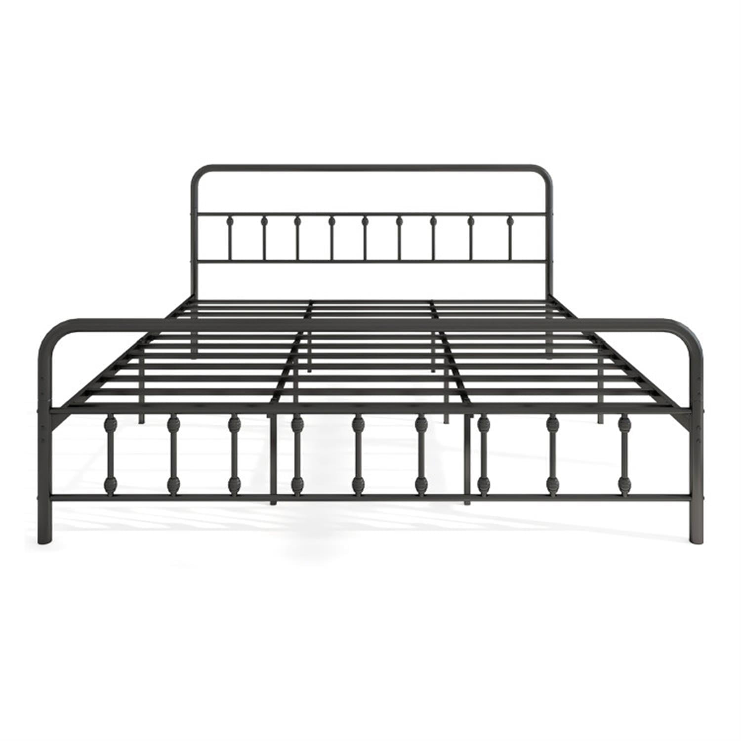 Demi Bonn King Size Bed Frame with Headboard, Metal Platform Bed Frame with Under Bed Storage, No Box Spring Needed, Black