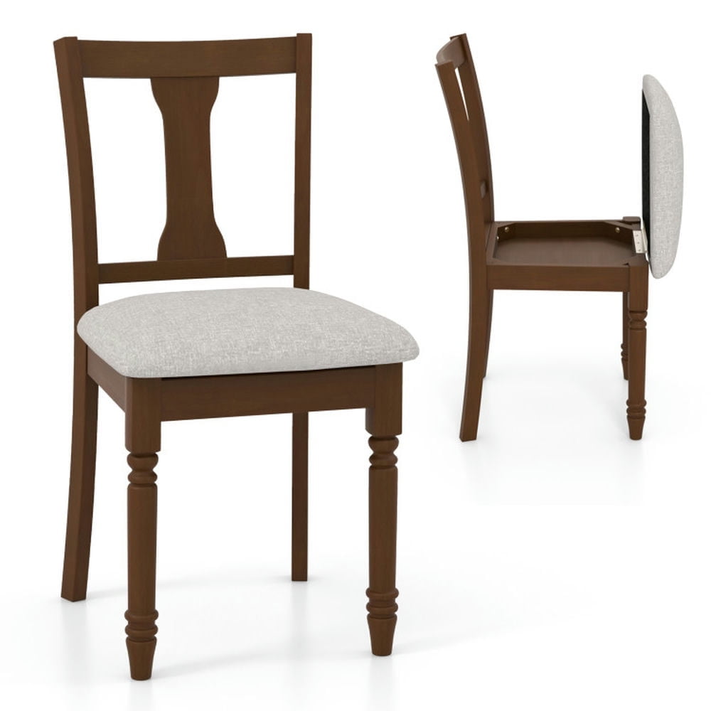 Demi Bonn Kitchen Dining Chair with Linen Fabric Padded and Storage Space, Brown