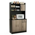 thumbnail image 1 of Demi Bonn Kitchen Storage Cabinet, Buffet Sideboard, 4-Door Freestanding Kitchen Buffet with Hutch and Adjustable Shelves, for Dining Room, Kitchen, Living Room, Black, 1 of 7