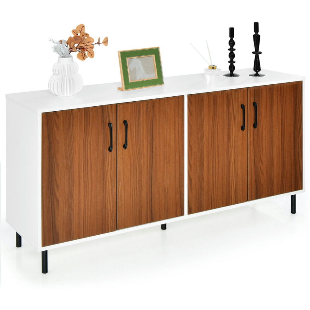 Finihen Kitchen Storage Cabinet, Buffet Sideboard, 4-Door Kitchen Buffet Sideboard for Dining Room and Kitchen, for Dining Room, Kitchen, Living Room, White Finihen Kitchen Storage Cabinet, Buffet Sideboard, 4-Door Kitchen Buffet Sideboard for Dining Room and Kitchen, for Dining Room, Kitchen, Living Room, White