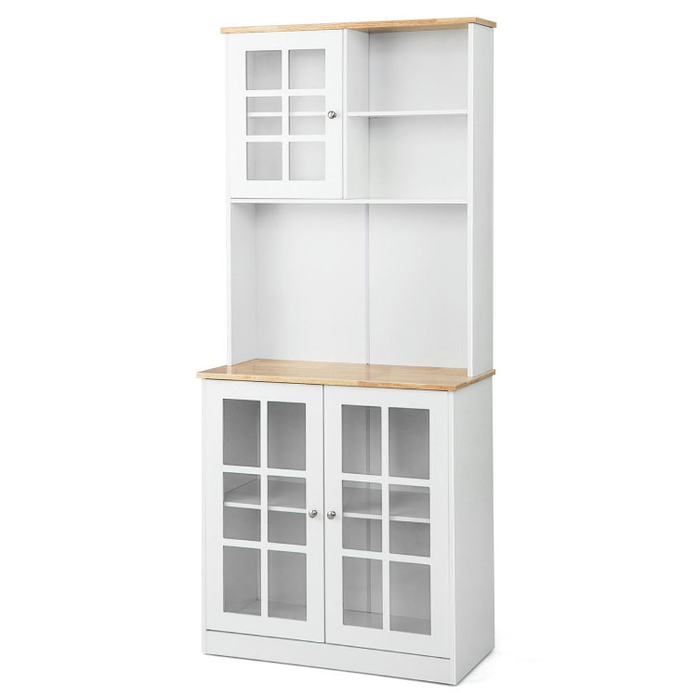 Finihen Kitchen Storage Cabinet, Buffet Sideboard, 72 Inch Freestanding Pantry Cabinet with Hutch and Adjustable Shelf, for Dining Room, Kitchen, Living Room, White Finihen Kitchen Storage Cabinet, Buffet Sideboard, 72 Inch Freestanding Pantry Cabinet with Hutch and Adjustable Shelf, for Dining Room, Kitchen, Living Room, White