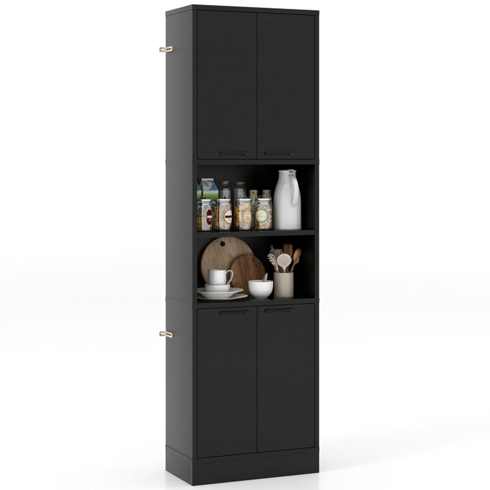Finihen Kitchen Storage Cabinet, Buffet Sideboard, 75 Inch Kitchen Pantry Cabinet Tall Cupboard with Doors and Shelves, for Dining Room, Kitchen, Living Room, Black Finihen Kitchen Storage Cabinet, Buffet Sideboard, 75 Inch Kitchen Pantry Cabinet Tall Cupboard with Doors and Shelves, for Dining Room, Kitchen, Living Room, Black