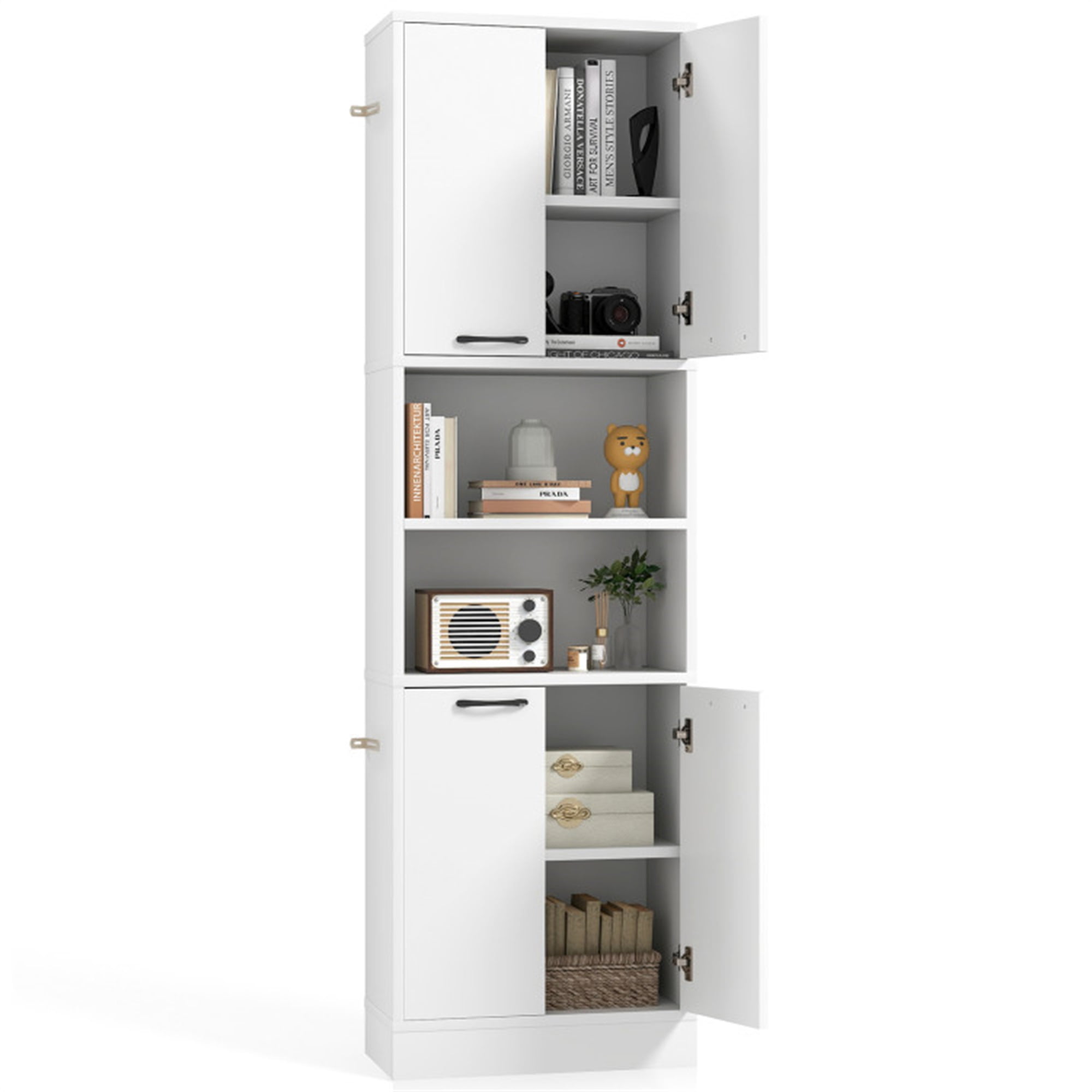 Finihen Kitchen Storage Cabinet, Buffet Sideboard, 75 Inch Kitchen Pantry Cabinet Tall Cupboard with Doors and Shelves, for Dining Room, Kitchen, Living Room, White Finihen Kitchen Storage Cabinet, Buffet Sideboard, 75 Inch Kitchen Pantry Cabinet Tall Cupboard with Doors and Shelves, for Dining Room, Kitchen, Living Room, White