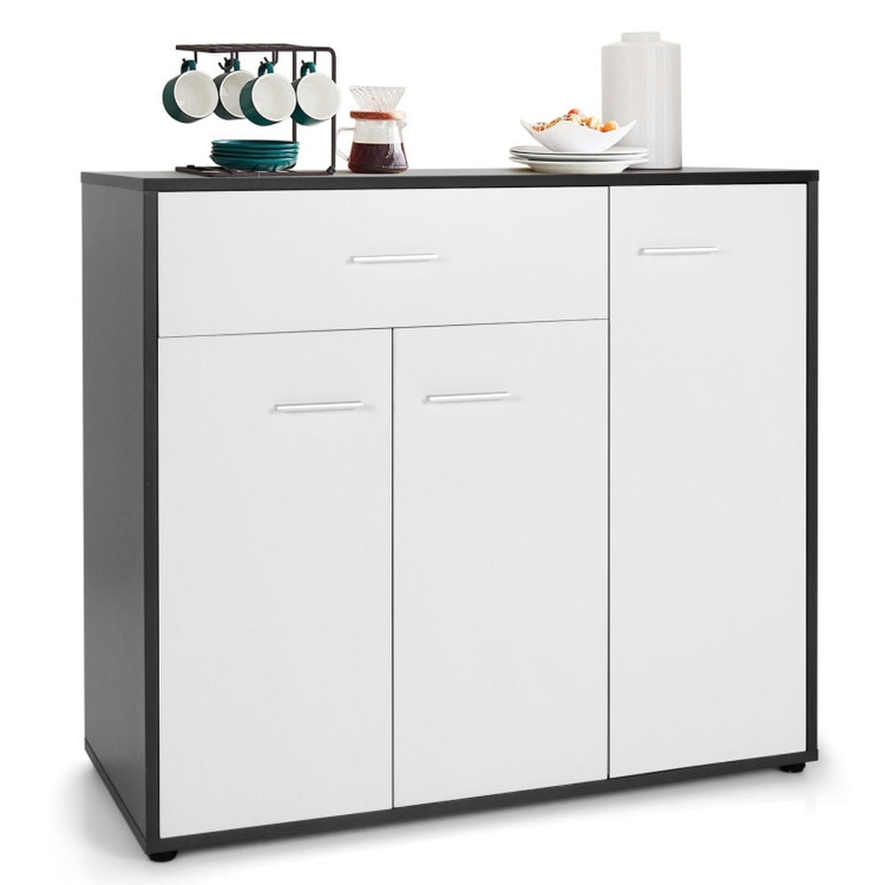 Demi Bonn Kitchen Storage Cabinet, Buffet Sideboard, Buffet Sideboard Storage Cabinet with Spacious Table Top, for Dining Room, Kitchen, Living Room, White