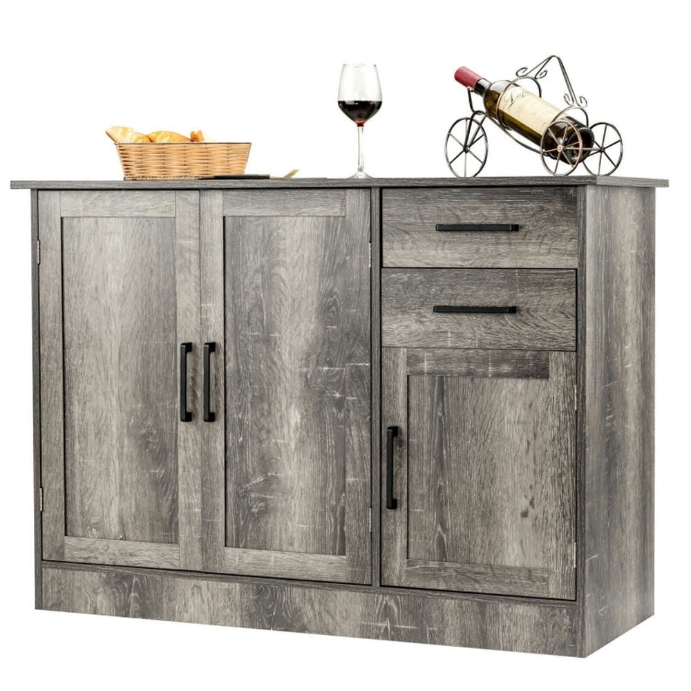 Demi Bonn Kitchen Storage Cabinet, Buffet Sideboard, Buffet Storage Cabinet, Kitchen Sideboard with 2 Drawers, for Dining Room, Kitchen, Living Room, Gray