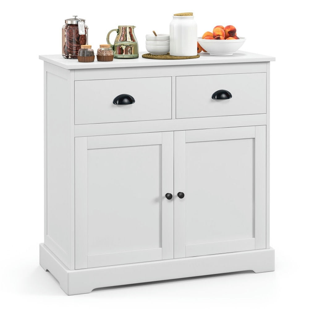 Finihen Kitchen Storage Cabinet, Buffet Sideboard, Kitchen Buffet Storage Cabinet with 2 Doors and 2 Storage Drawers, for Dining Room, Kitchen, Living Room, White Finihen Kitchen Storage Cabinet, Buffet Sideboard, Kitchen Buffet Storage Cabinet with 2 Doors and 2 Storage Drawers, for Dining Room, Kitchen, Living Room, White