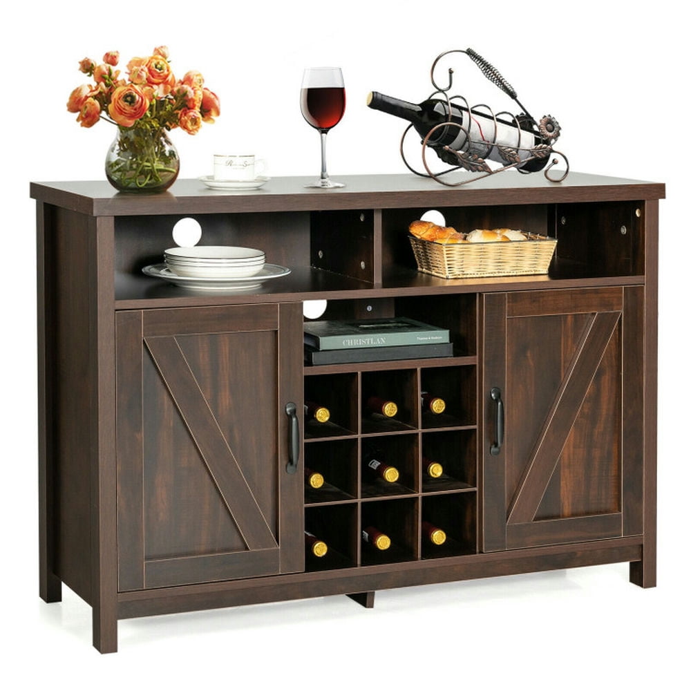 Finihen Kitchen Storage Cabinet, Buffet Sideboard, Farmhouse Sideboard with Detachable Wine Rack and Cabinets, for Dining Room, Kitchen, Living Room, Brown Finihen Kitchen Storage Cabinet, Buffet Sideboard, Farmhouse Sideboard with Detachable Wine Rack and Cabinets, for Dining Room, Kitchen, Living Room, Brown
