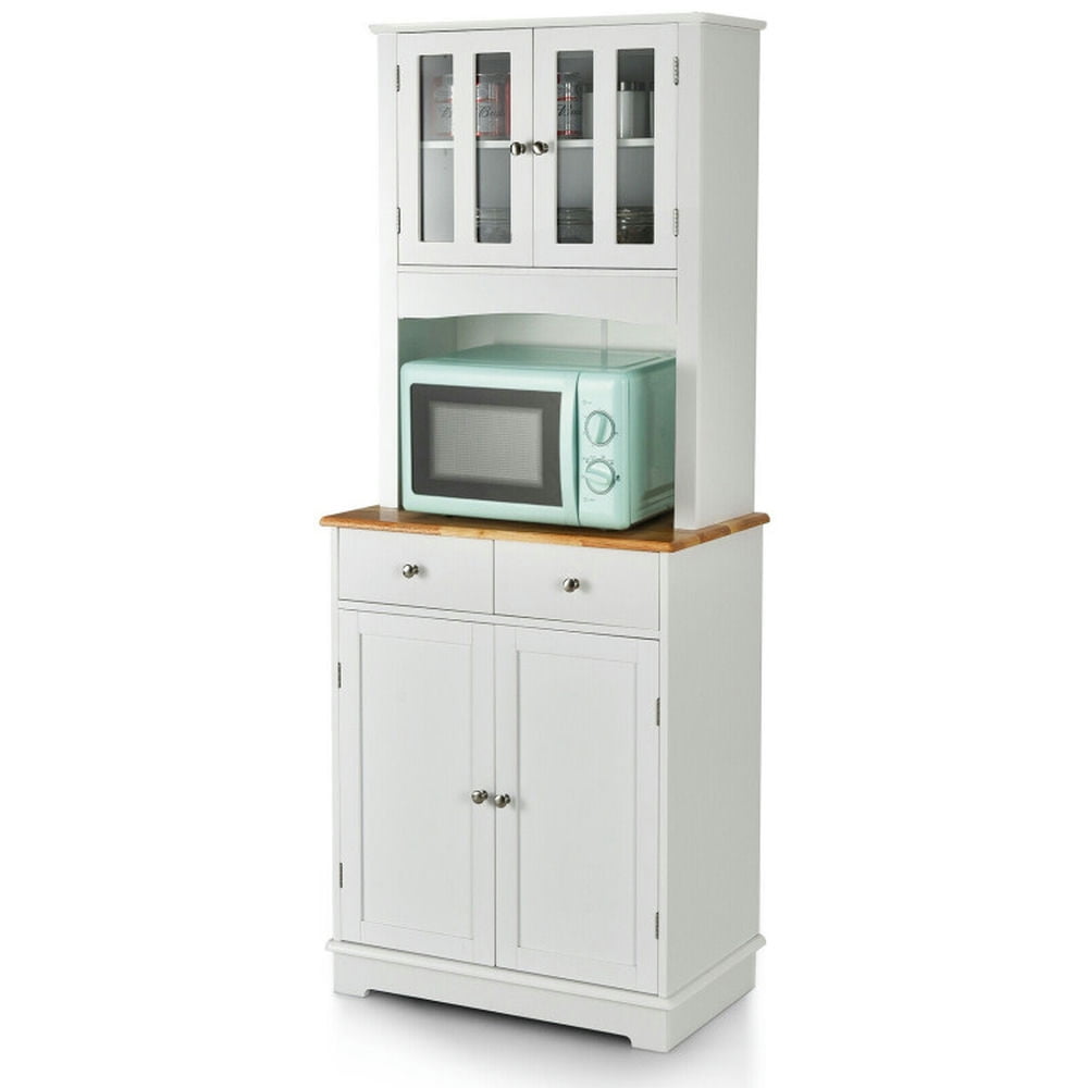 Finihen Kitchen Storage Cabinet, Buffet Sideboard, Kitchen Pantry Cabinet with Wood Top and Hutch, for Dining Room, Kitchen, Living Room, White Finihen Kitchen Storage Cabinet, Buffet Sideboard, Kitchen Pantry Cabinet with Wood Top and Hutch, for Dining Room, Kitchen, Living Room, White