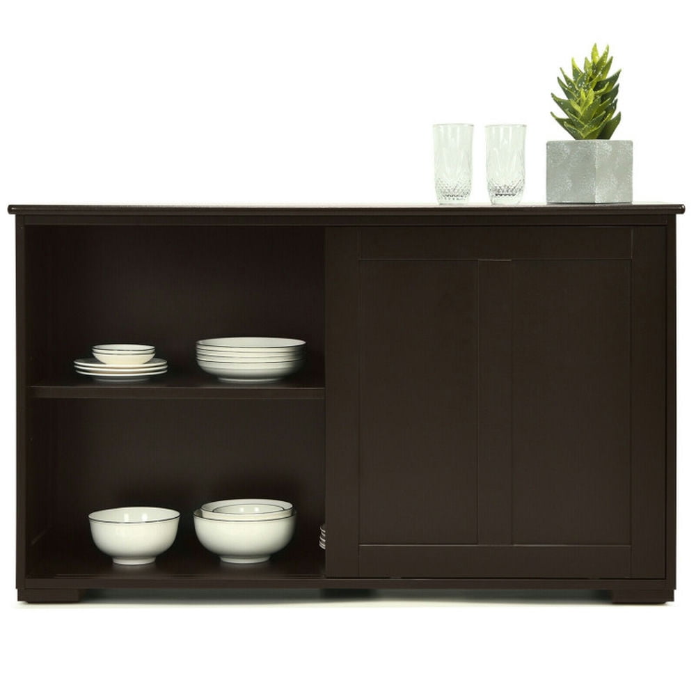 Finihen Kitchen Storage Cabinet, Buffet Sideboard, Kitchen Storage Cabinet with Wood Sliding Door, for Dining Room, Kitchen, Living Room, Brown Finihen Kitchen Storage Cabinet, Buffet Sideboard, Kitchen Storage Cabinet with Wood Sliding Door, for Dining Room, Kitchen, Living Room, Brown