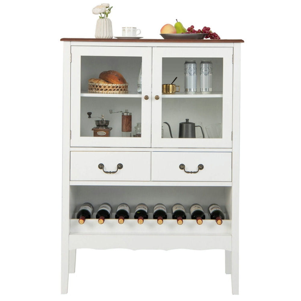 Finihen Kitchen Storage Cabinet, Buffet Sideboard, Sideboard Buffet Cabinet with 2 Tempered Glass Doors, for Dining Room, Kitchen, Living Room, White Finihen Kitchen Storage Cabinet, Buffet Sideboard, Sideboard Buffet Cabinet with 2 Tempered Glass Doors, for Dining Room, Kitchen, Living Room, White