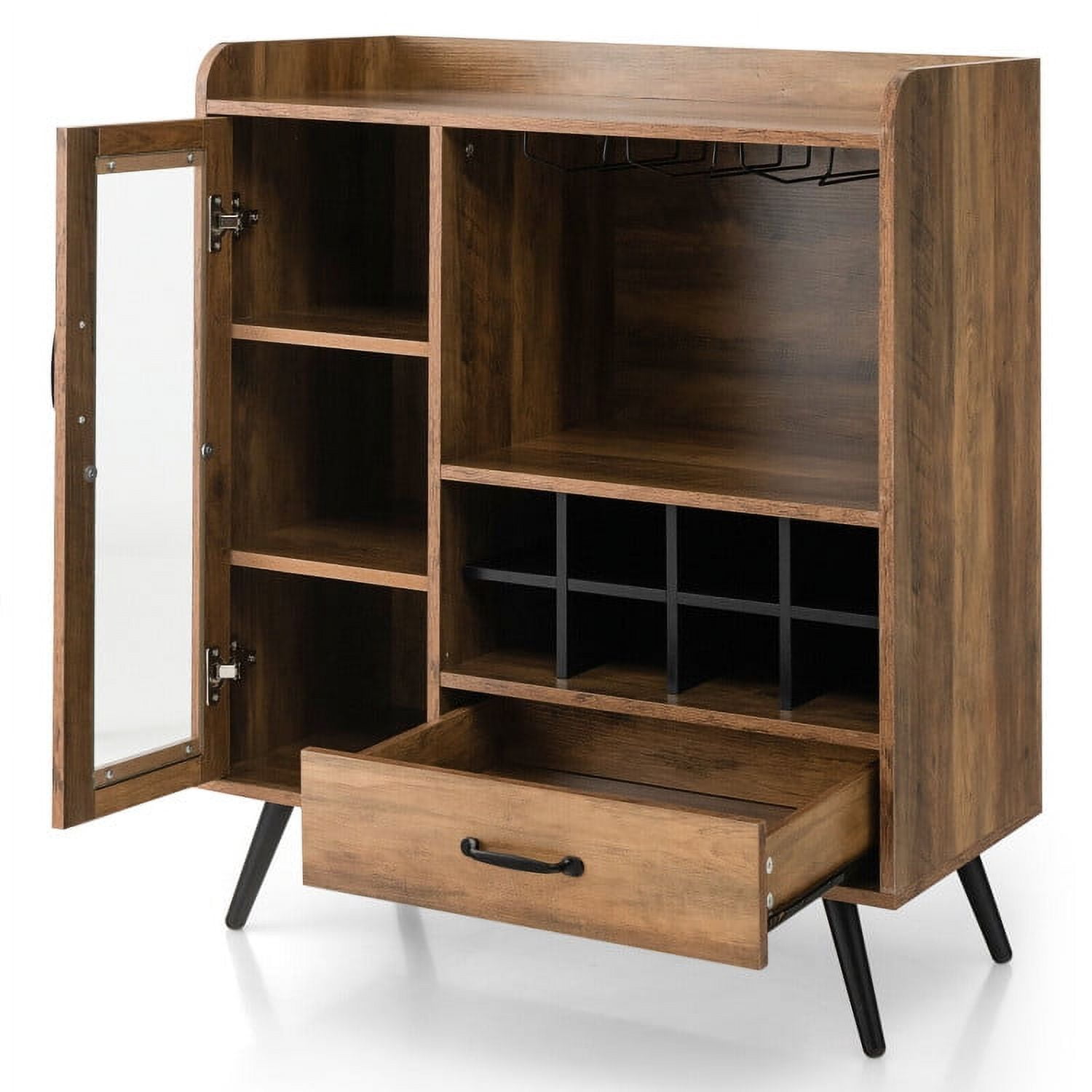 Finihen Kitchen Storage Cabinet, Buffet Sideboard, Buffet Sideboard with Removable Wine Rack and Glass Holder, for Dining Room, Kitchen, Living Room, Rustic Brown Finihen Kitchen Storage Cabinet, Buffet Sideboard, Buffet Sideboard with Removable Wine Rack and Glass Holder, for Dining Room, Kitchen, Living Room, Rustic Brown
