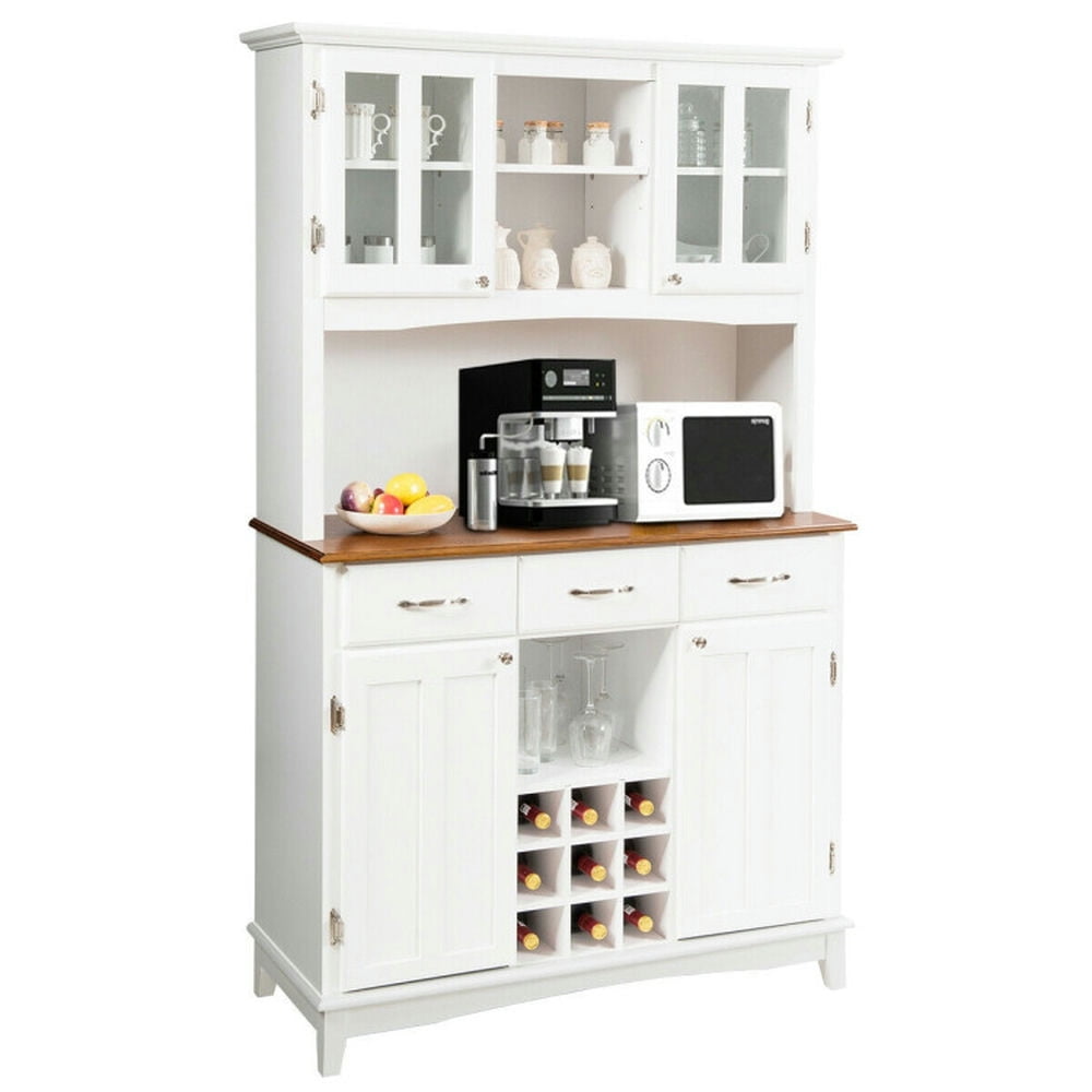 Finihen Kitchen Storage Cabinet, Buffet Sideboard, Wood Buffet Hutch Cabinet with 3 Large Drawers, for Dining Room, Kitchen, Living Room, White Finihen Kitchen Storage Cabinet, Buffet Sideboard, Wood Buffet Hutch Cabinet with 3 Large Drawers, for Dining Room, Kitchen, Living Room, White