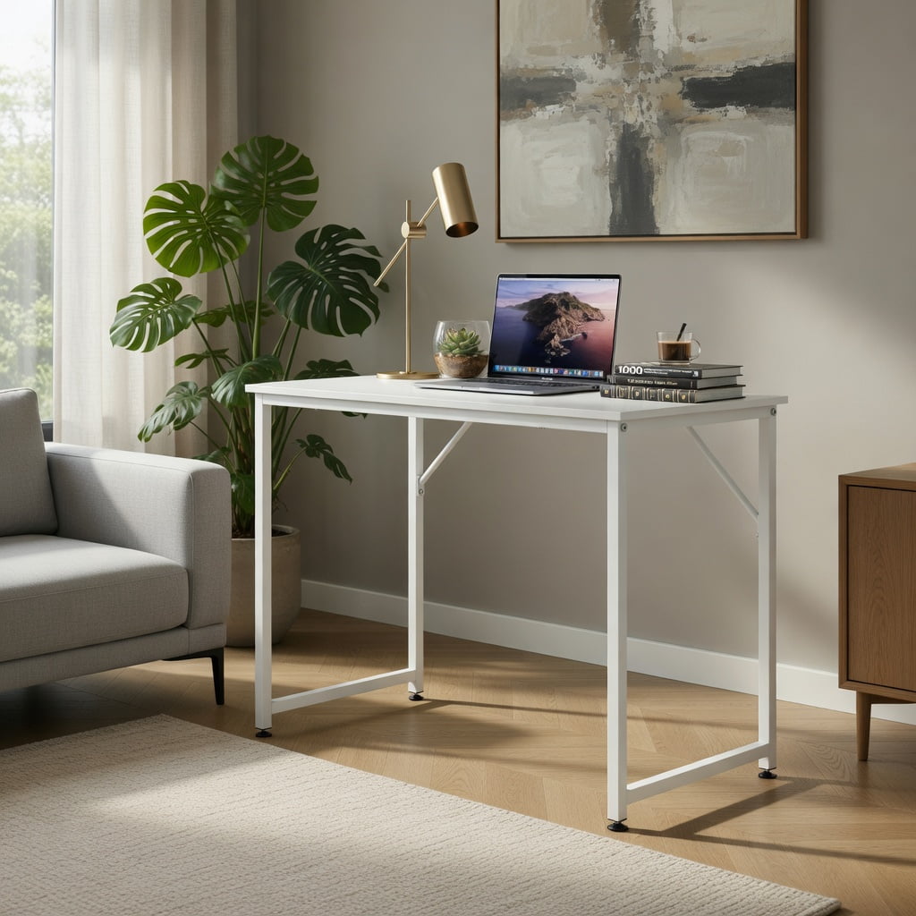 Demi Bonn L Shaped Computer Desk and Writing Workstation for Home and Office, White
