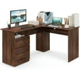 thumbnail image 1 of Demi Bonn L-Shaped Computer Desk with Letter File Drawer, Small Home Office Desk Study Writing Table, Brown, 1 of 9
