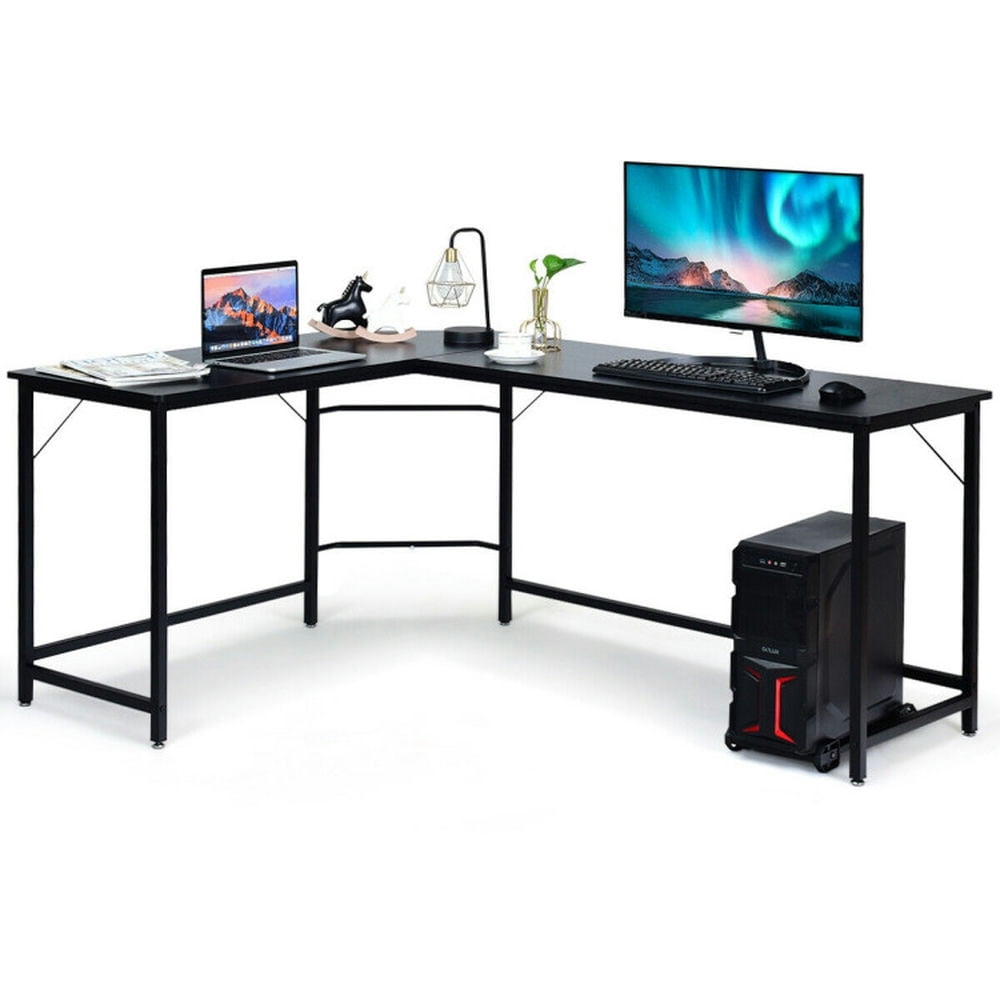 Finihen L Shaped Desk Corner Computer Desk PC Laptop Gaming Table Workstation, Small Home Office Desk Study Writing Table, Black Finihen L Shaped Desk Corner Computer Desk PC Laptop Gaming Table Workstation, Small Home Office Desk Study Writing Table, Black