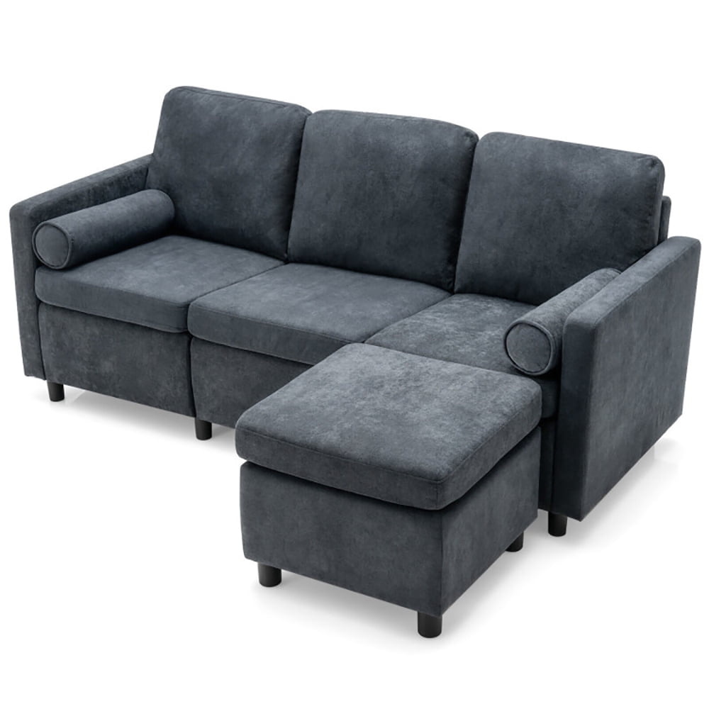 Finihen L-Shaped Sectional Sofa Couch, Sofa Bed, 3 Seat L-Shape Movable Convertible Sectional Sofa with Ottoman, for Living Room, Gray Finihen L-Shaped Sectional Sofa Couch, Sofa Bed, 3 Seat L-Shape Movable Convertible Sectional Sofa with Ottoman, for Living Room, Gray