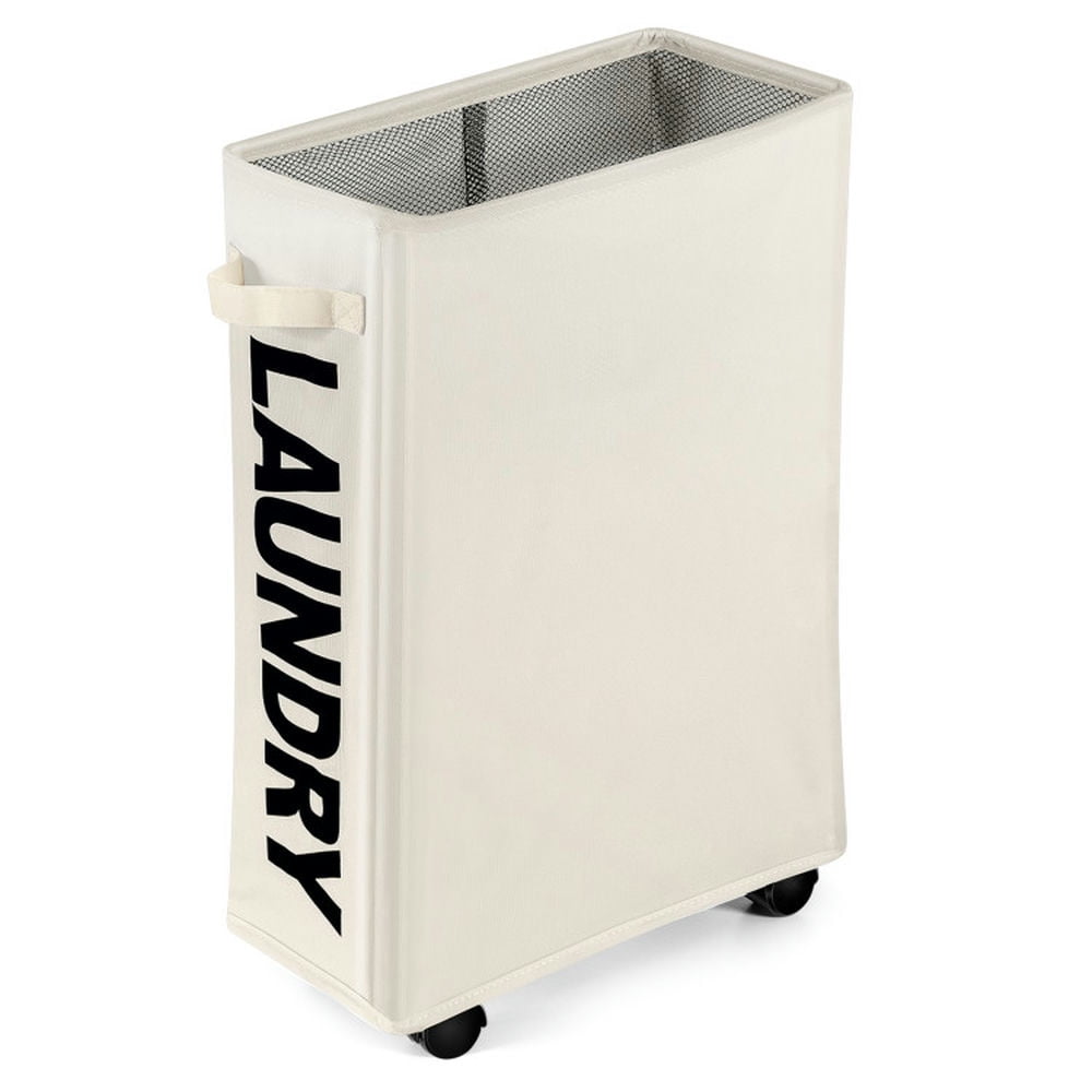 Finihen Laundry Hamper, Laundry Basket, 10 Gallon Slim Rolling Laundry Basket with Handle for Bathroom Dorm, Beige Finihen Laundry Hamper, Laundry Basket, 10 Gallon Slim Rolling Laundry Basket with Handle for Bathroom Dorm, Beige