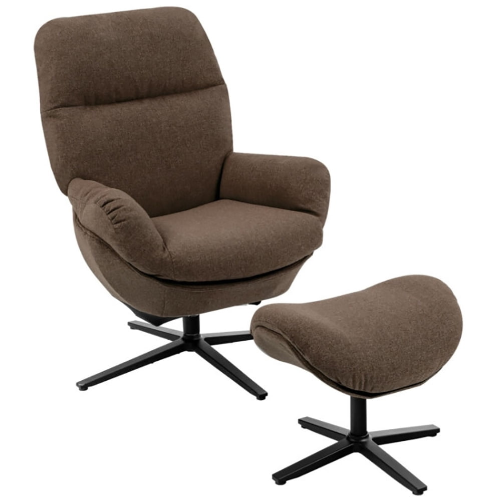 Finihen Leather Soft Upholstered Recliner with Ottoman Footrest, 360° Swivel Leather Lounge Chair with Ottoman and Thick Footstool, for Living Room, Bedroom, Brown Finihen Leather Soft Upholstered Recliner with Ottoman Footrest, 360° Swivel Leather Lounge Chair with Ottoman and Thick Footstool, for Living Room, Bedroom, Brown
