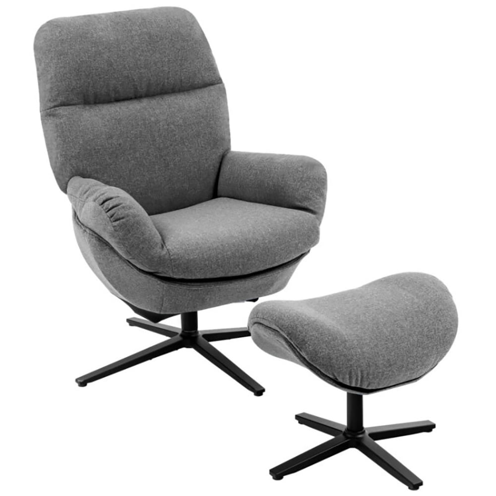 Finihen Leather Soft Upholstered Recliner with Ottoman Footrest, 360° Swivel Leather Lounge Chair with Ottoman and Thick Footstool, for Living Room, Bedroom, Gray Finihen Leather Soft Upholstered Recliner with Ottoman Footrest, 360° Swivel Leather Lounge Chair with Ottoman and Thick Footstool, for Living Room, Bedroom, Gray