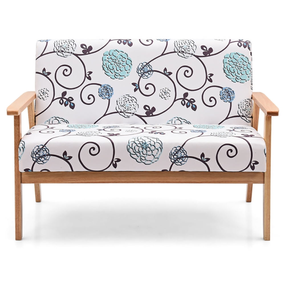 Finihen Loveseat Sofa, 2 Seater Cushioned Couch for Small Spaces, Modern Fabric Loveseat Sofa Couch Upholstered 2-Seat Armchair, for Living Room, Bedroom, 2 seat, White & Blue Finihen Loveseat Sofa, 2 Seater Cushioned Couch for Small Spaces, Modern Fabric Loveseat Sofa Couch Upholstered 2-Seat Armchair, for Living Room, Bedroom, 2 seat, White & Blue