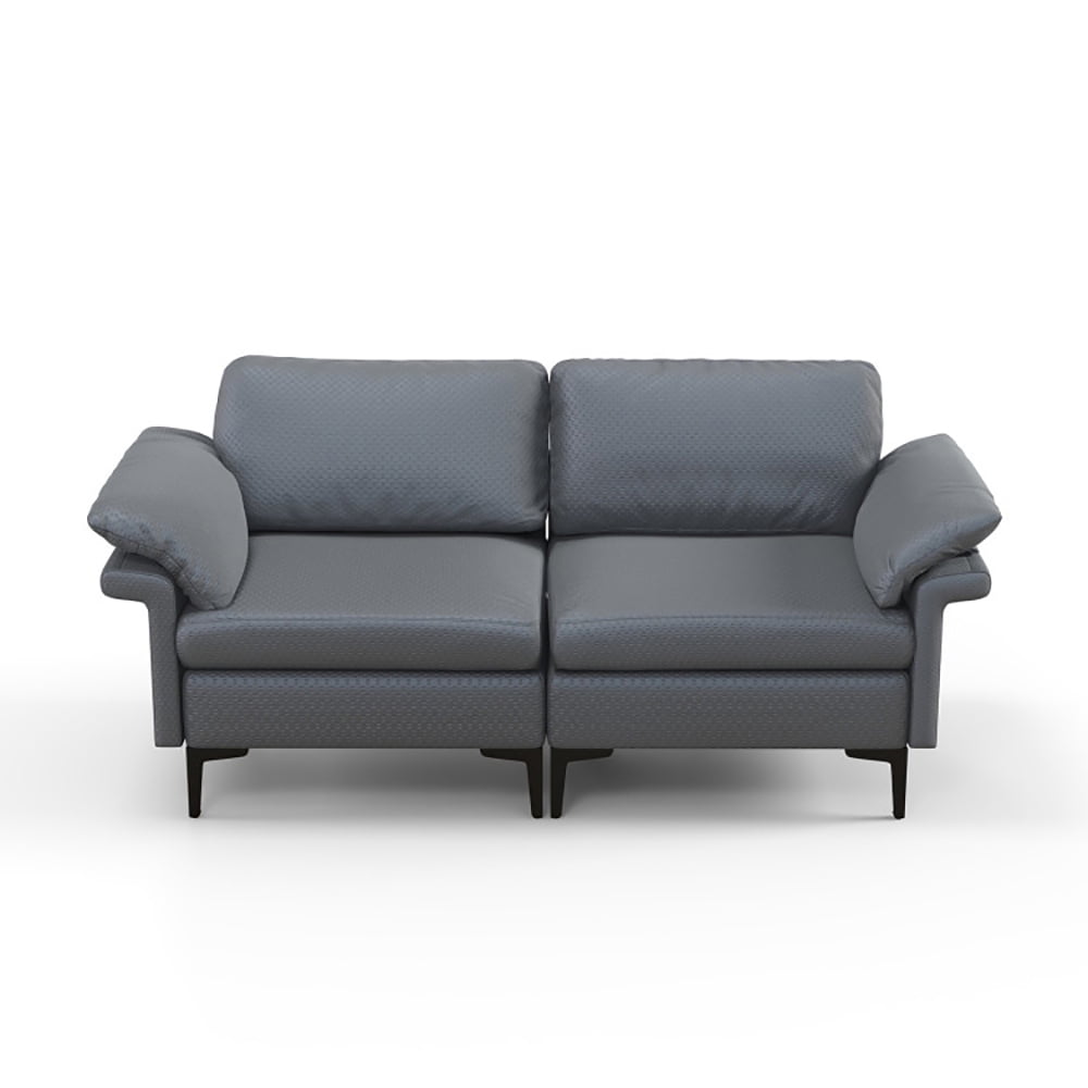 Finihen Loveseat Sofa, Modern Fabric Loveseat Sofa for with Metal Legs and Armrest Pillows, for Living Room, Bedroom, Gray Finihen Loveseat Sofa, Modern Fabric Loveseat Sofa for with Metal Legs and Armrest Pillows, for Living Room, Bedroom, Gray