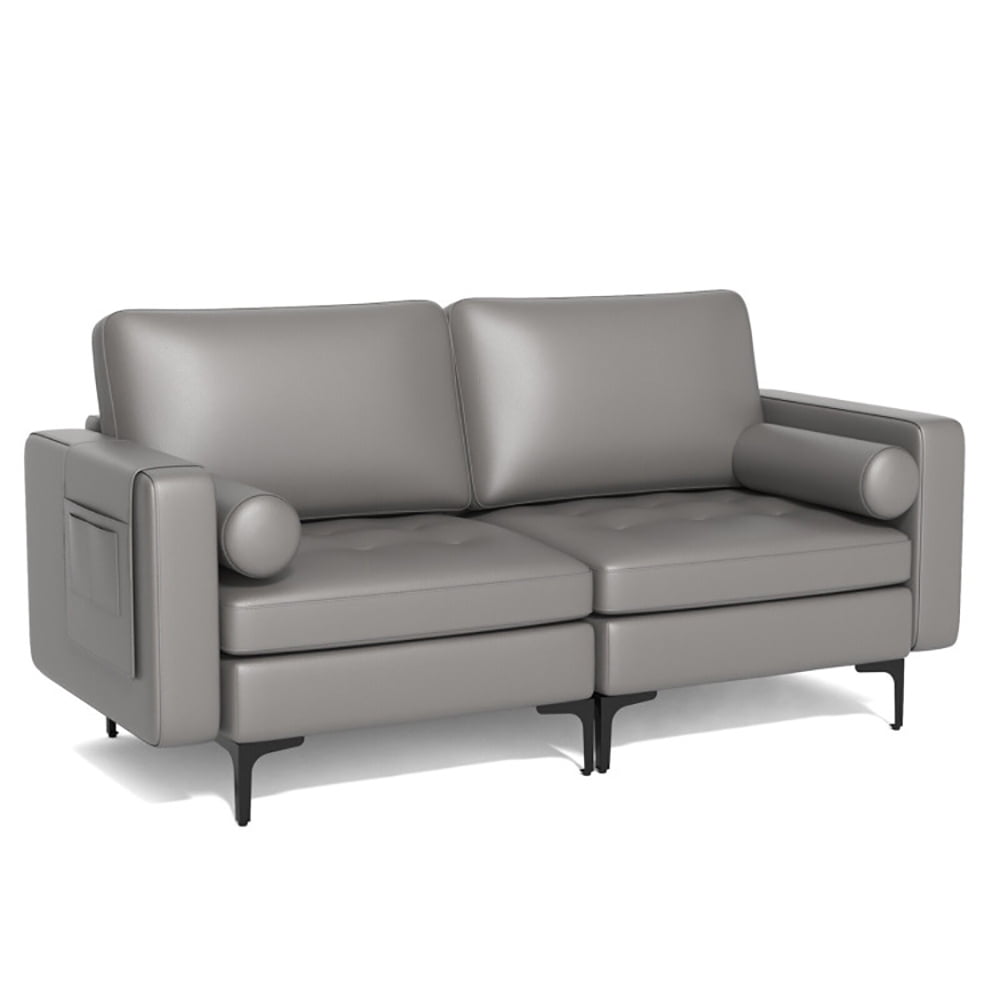 Finihen Loveseat Sofa, Modern Loveseat Sofa with 2 Bolsters and Side Storage Pocket, for Living Room, Bedroom, Light Gray Finihen Loveseat Sofa, Modern Loveseat Sofa with 2 Bolsters and Side Storage Pocket, for Living Room, Bedroom, Light Gray