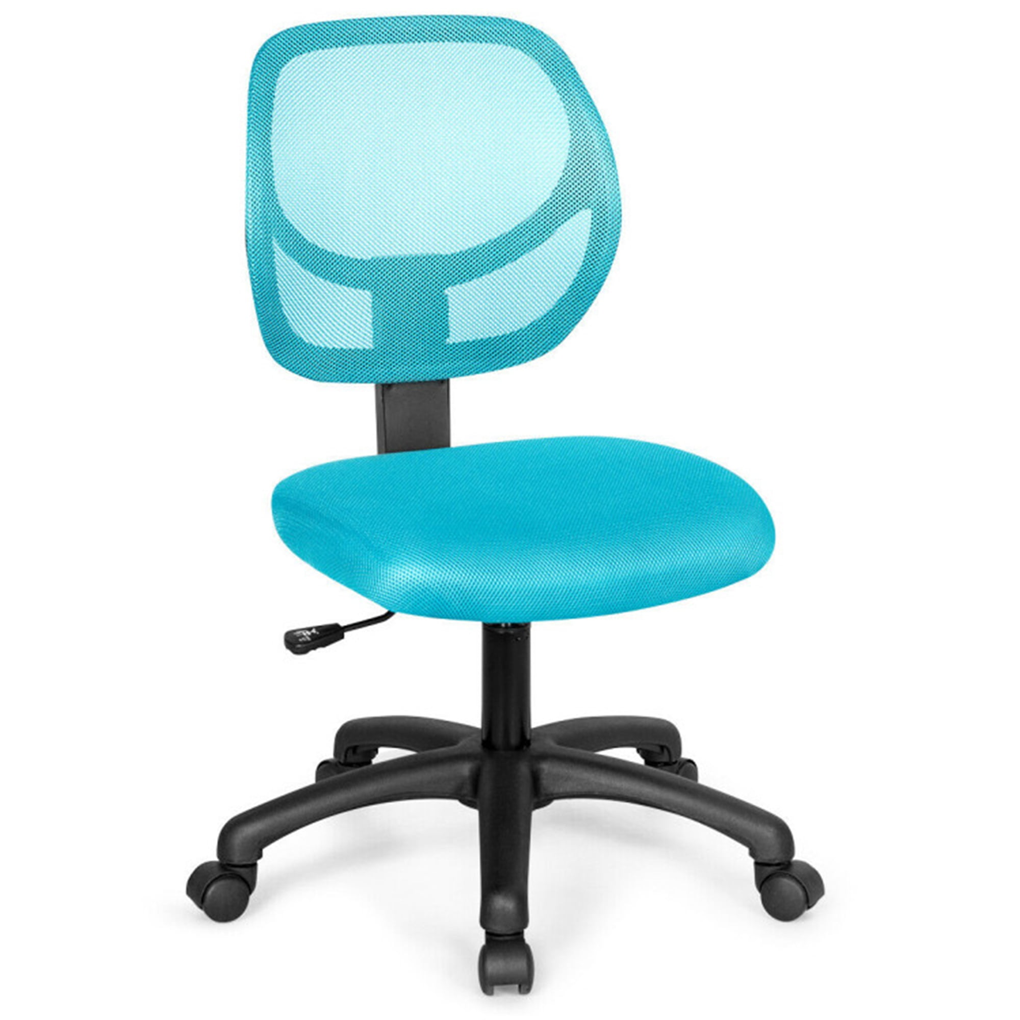 Finihen Low-back Computer Task Chair with Adjustable Height and Swivel Casters, Rolling Work Computer Desk Chair, Blue