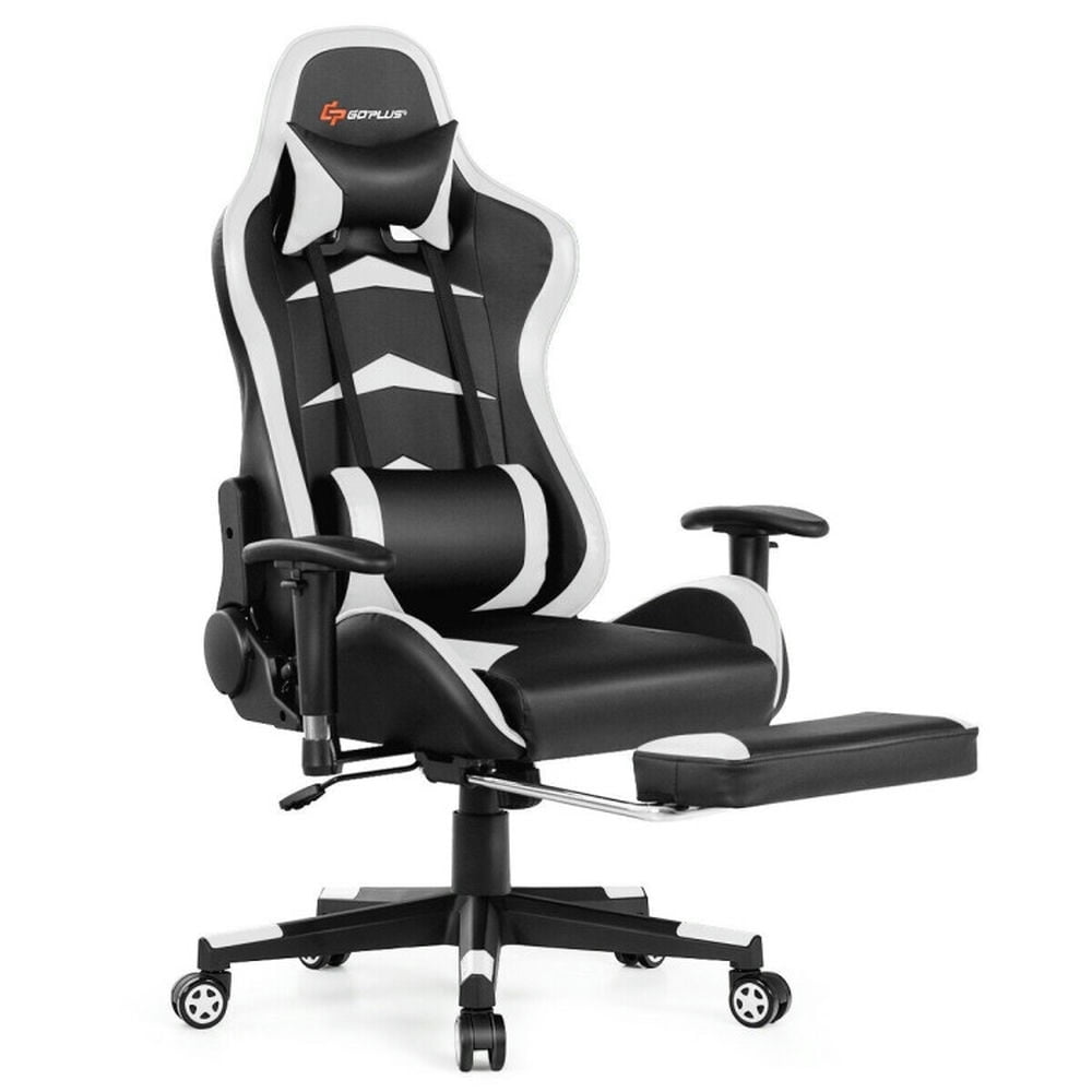 Finihen Massage Gaming Chair with Footrest, Computer Chair with Headrest and Lumbar Support, White Finihen Massage Gaming Chair with Footrest, Computer Chair with Headrest and Lumbar Support, White