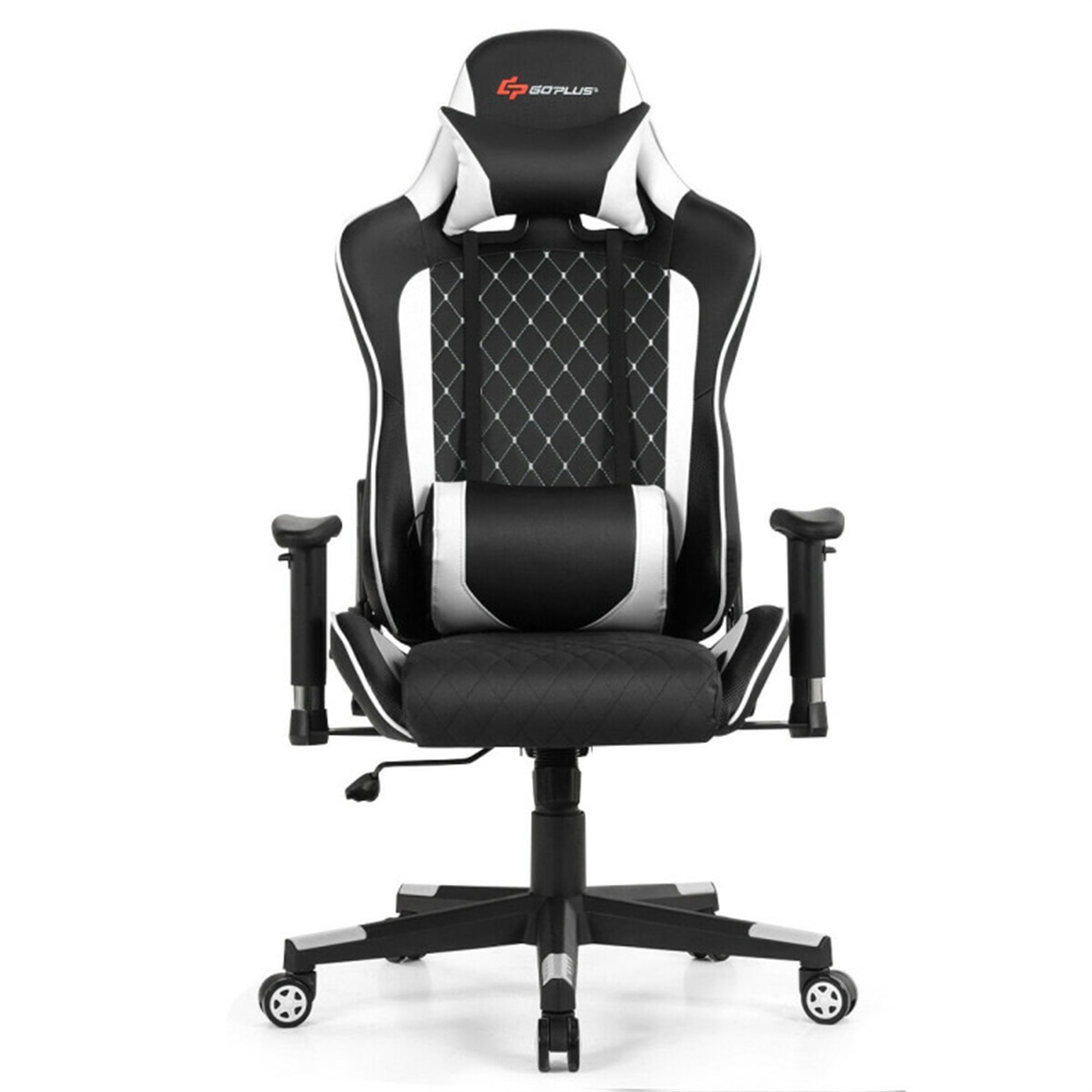 Finihen Massage Gaming Chair with Lumbar Support and Headrest for Office or Gaming, White Finihen Massage Gaming Chair with Lumbar Support and Headrest for Office or Gaming, White