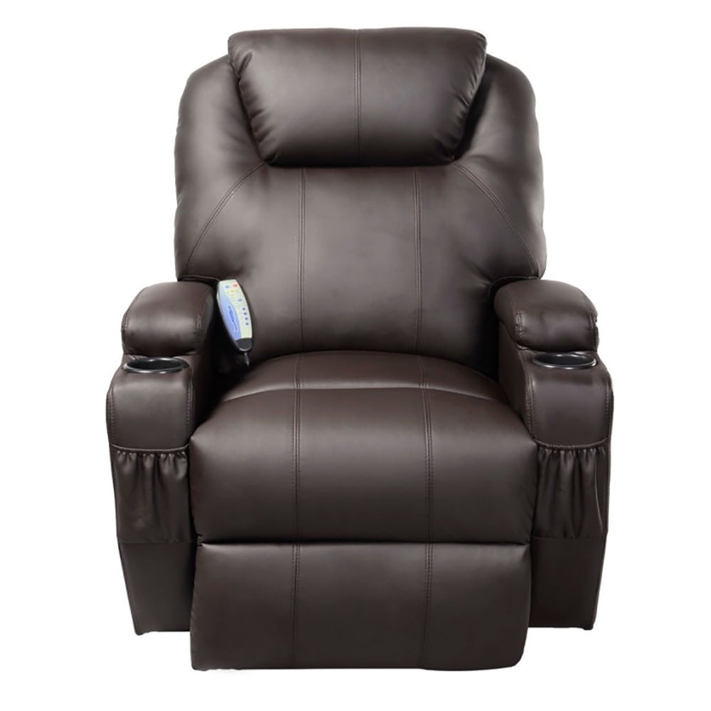 Finihen Massage Recliner Chair, Ergonomic Heated Massage Recliner Sofa Chair Deluxe Lounge Executive w/ Control, for Living Room, Bedroom, Brown Finihen Massage Recliner Chair, Ergonomic Heated Massage Recliner Sofa Chair Deluxe Lounge Executive w/ Control, for Living Room, Bedroom, Brown