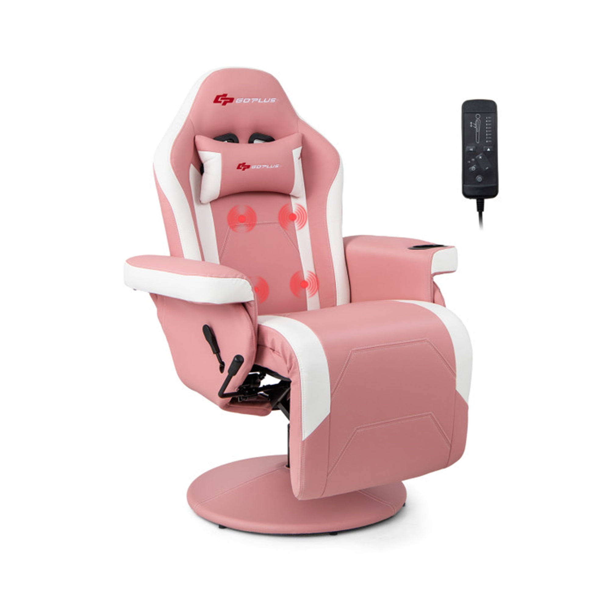 Finihen Massage Video Gaming Chair with Adjustable Height, Computer Recliner Chair for Office, Pink Finihen Massage Video Gaming Chair with Adjustable Height, Computer Recliner Chair for Office, Pink