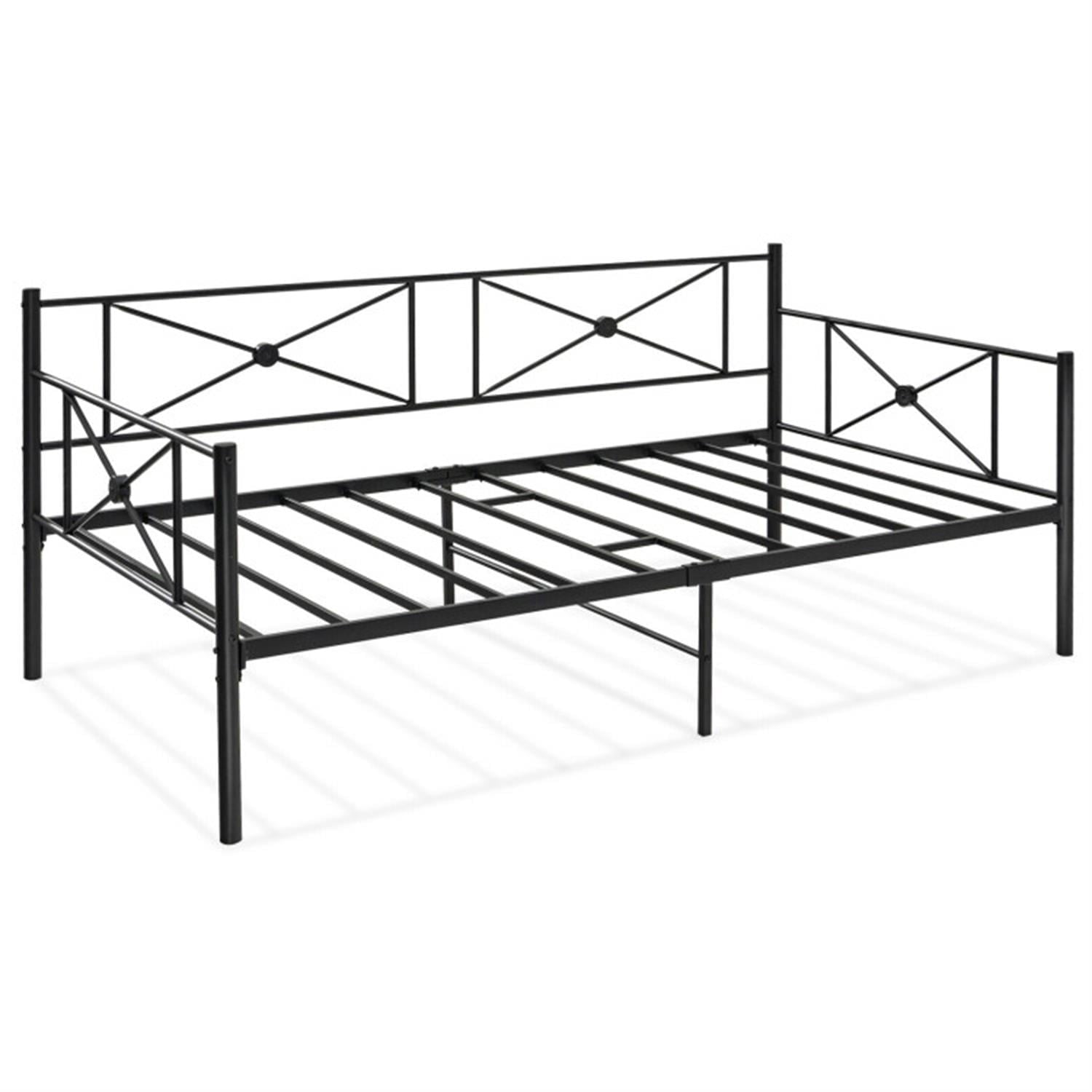 Demi Bonn Metal Daybed Frame Twin Size with Slats, Modern Bed Frame for Teens, Black