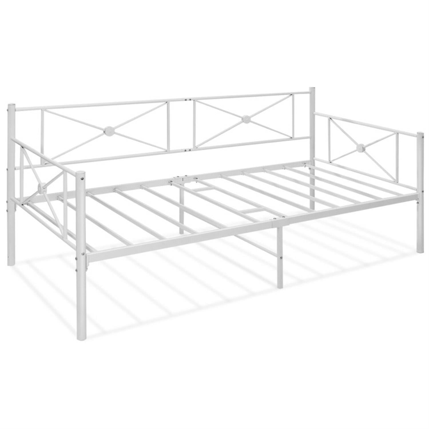 Demi Bonn Metal Daybed Frame Twin Size with Slats, Modern Bed Frame for Teens, White