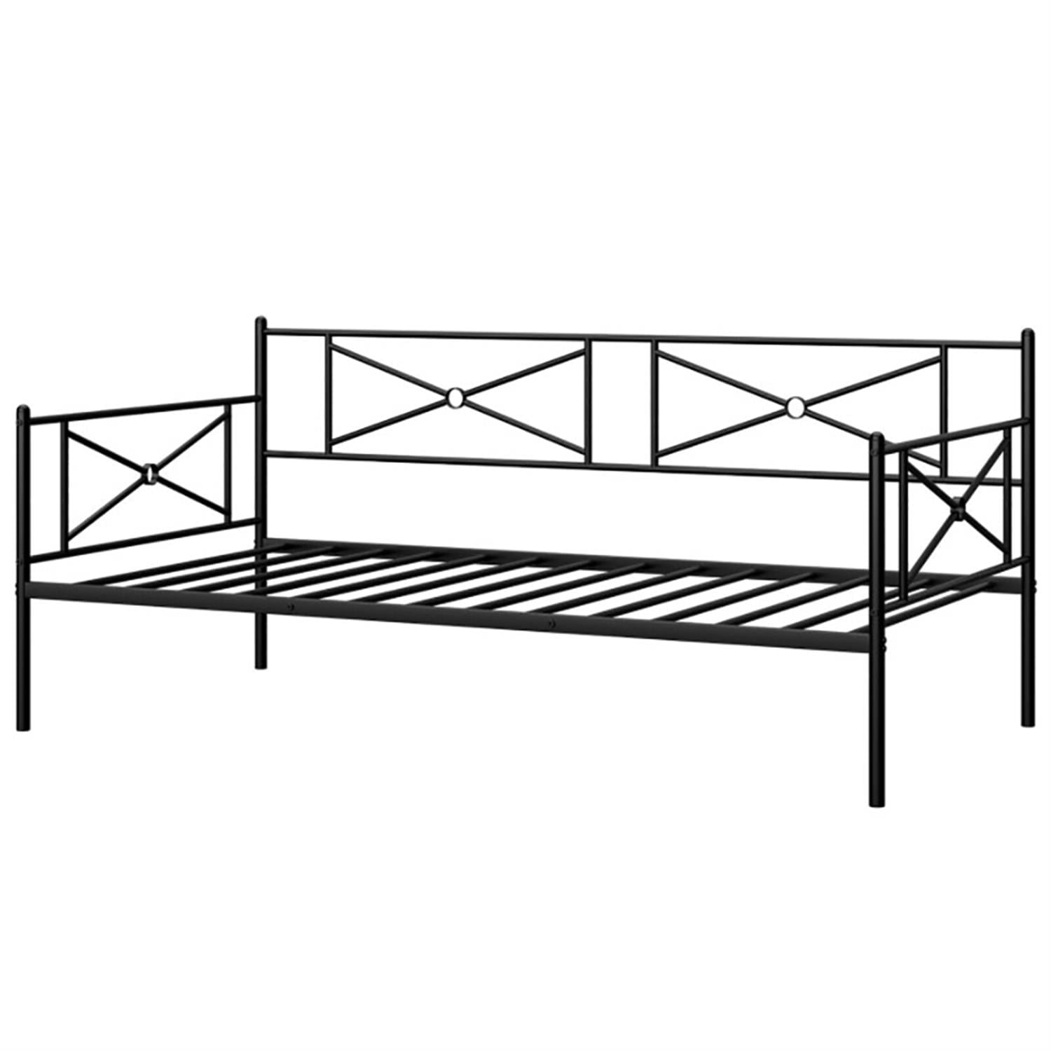 Demi Bonn Metal Daybed Twin Bed Frame Stable Steel Slats Sofa Bed, Modern Bed Frame for Teens, Black