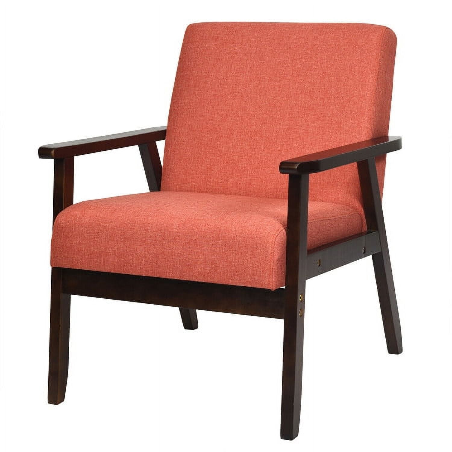 Finihen Mid-Century Modern Accent Chair, Retro Fabric Armchair, Solid Rubber Wood Fabric Accent Armchair, for Living Room, Orange Finihen Mid-Century Modern Accent Chair, Retro Fabric Armchair, Solid Rubber Wood Fabric Accent Armchair, for Living Room, Orange