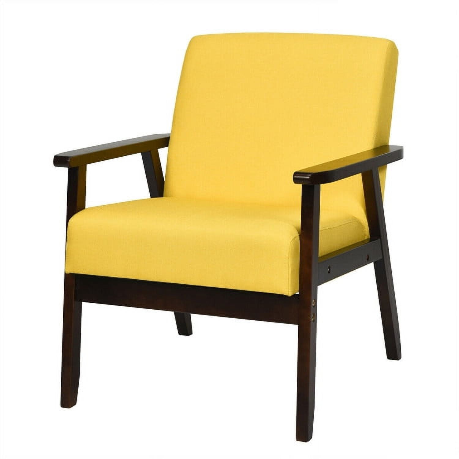 Finihen Mid-Century Modern Accent Chair, Retro Fabric Armchair, Solid Rubber Wood Fabric Accent Armchair, for Living Room, Yellow Finihen Mid-Century Modern Accent Chair, Retro Fabric Armchair, Solid Rubber Wood Fabric Accent Armchair, for Living Room, Yellow