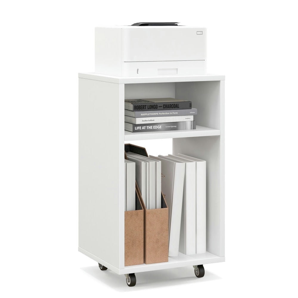 Demi Bonn Mobile File Cabinet Wooden Printer Stand Vertical Storage Organizer, White