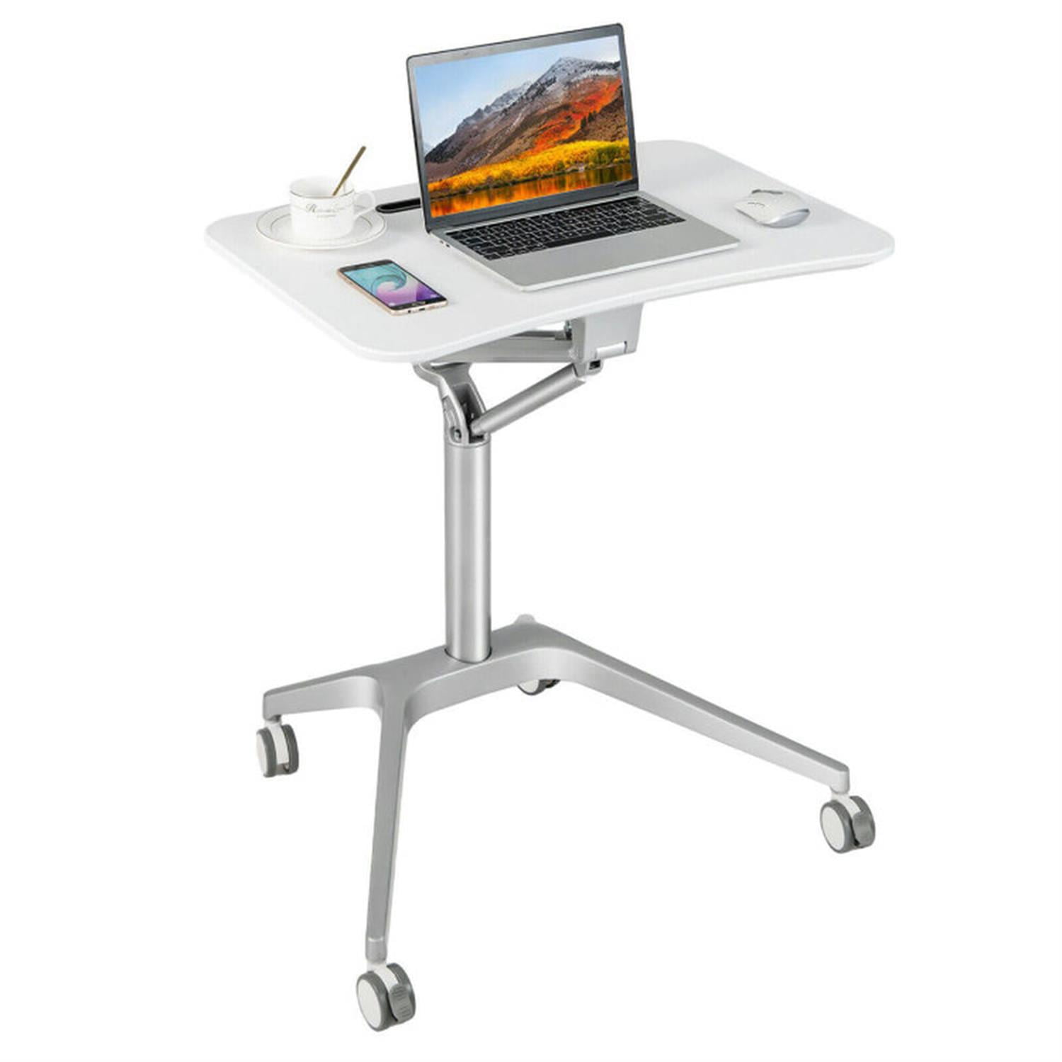Finihen Mobile Standing Laptop Desk with Tablet Holder and 4 Rolling Casters, Computer Workstation for Laptops, Books, Tablets, and Art, White Finihen Mobile Standing Laptop Desk with Tablet Holder and 4 Rolling Casters, Computer Workstation for Laptops, Books, Tablets, and Art, White