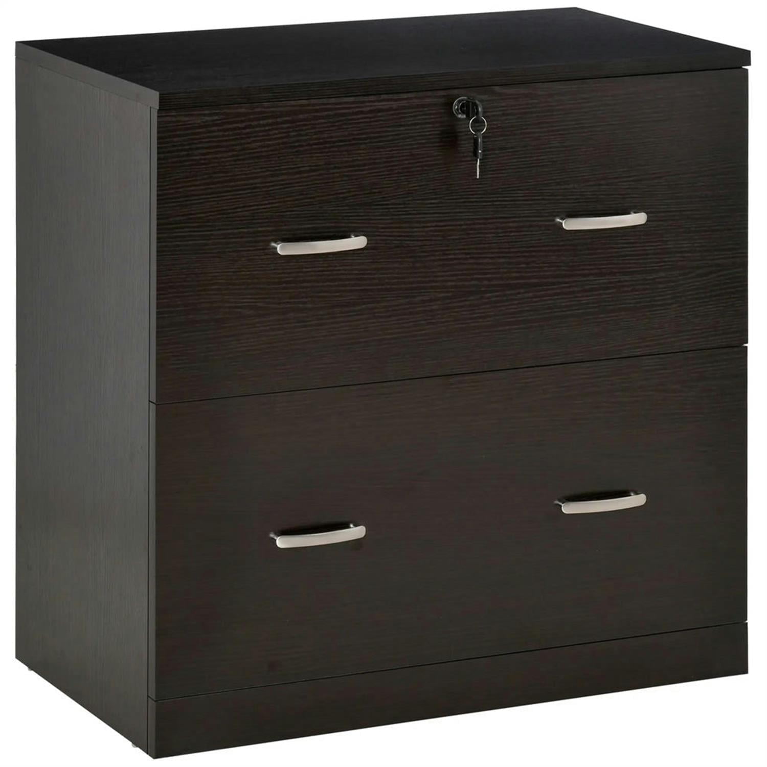 Demi Bonn Modern 2-Drawer Filing Cabinet with Lock and Keys, for Letter Size, Home Office, Lateral Storage File Cabinet, Brown