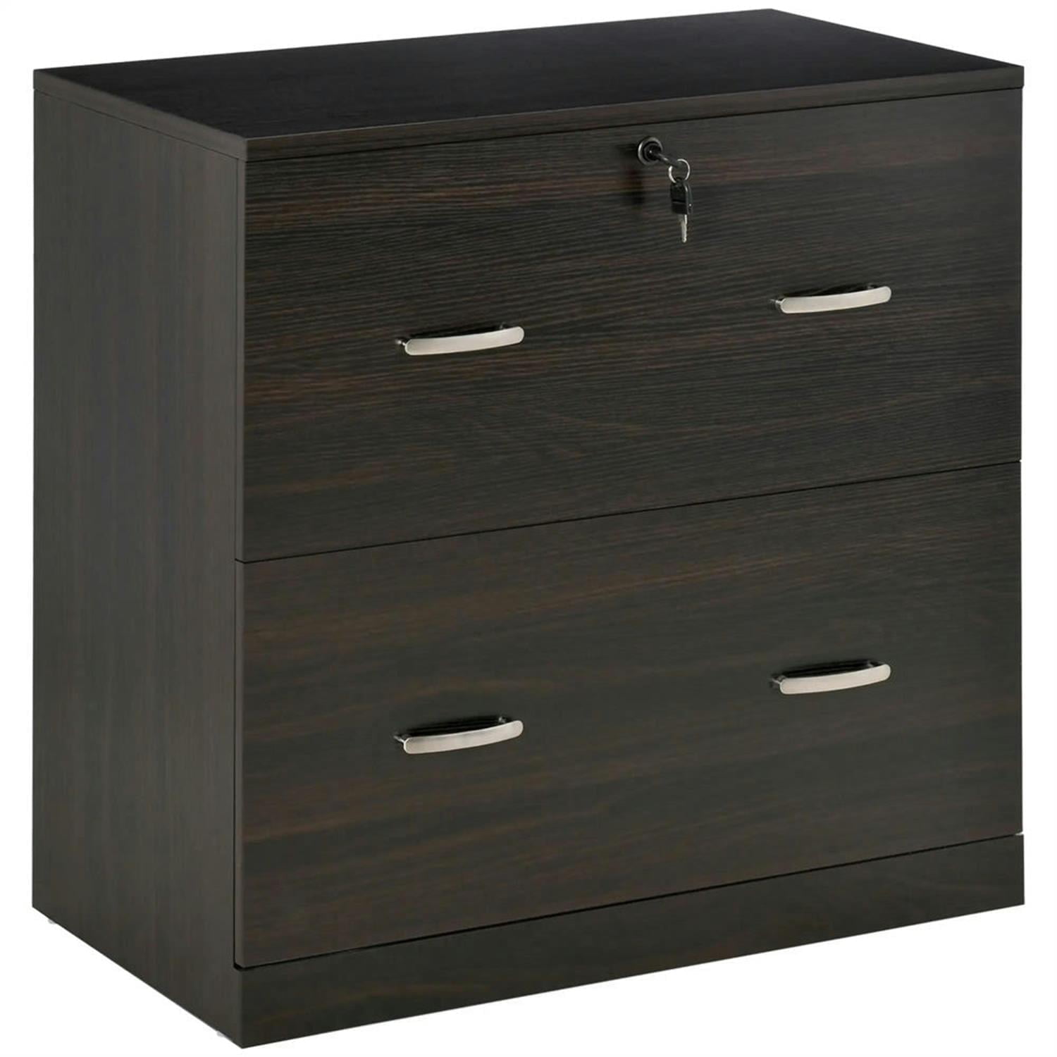 Demi Bonn Modern 2-Drawer Filing Cabinet with Lock and Keys, for Letter Size, Home Office, Lateral Storage File Cabinet, Walnut