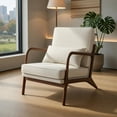 thumbnail image 1 of Demi Bonn Modern Accent Chair, Elegant Armchair with Rubber Wood Armrests and Removable Back, Suitable for Living Room Bedroom Reception Room Office, Beige, 1 of 8