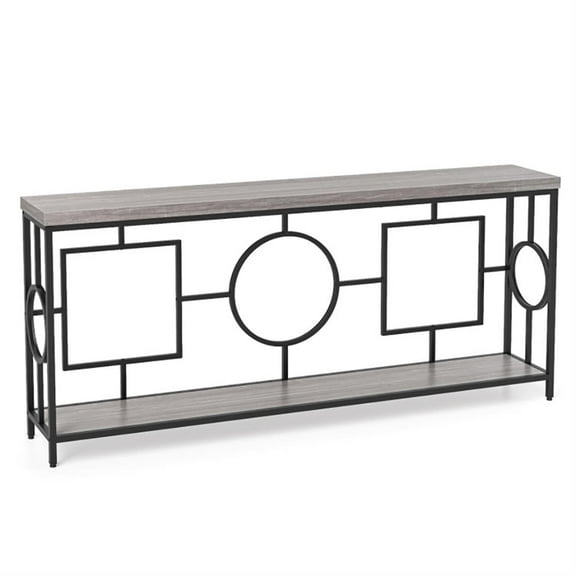 Demi Bonn Modern Console Table for Entryway, 2-Tier Faux Marble Top Metal Frame Sofa Table with Storage Shelf for Hallway for Living Room, Hallway, Office, Brown