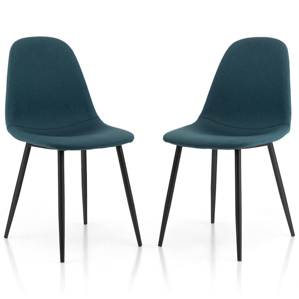 Finihen Modern Dining Chairs Set of 2 with Black Metal Legs for Living Room, Blue Finihen Modern Dining Chairs Set of 2 with Black Metal Legs for Living Room, Blue