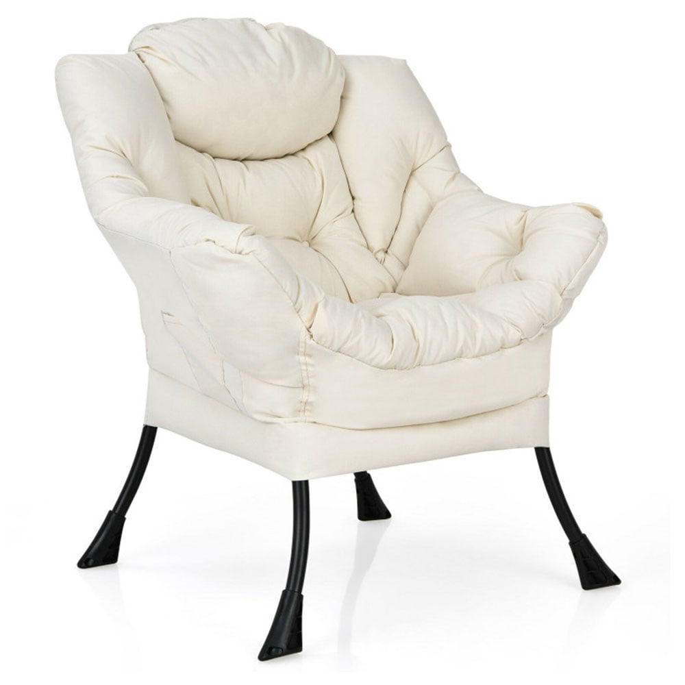 Finihen Modern Fabric Large Lazy Chair, Accent Oversized Comfy Reading Chair, Modern Polyester Fabric Lazy Chair with Steel Frame and Side Pocket, for Living Room, Bedroom, Dorm, Beige Finihen Modern Fabric Large Lazy Chair, Accent Oversized Comfy Reading Chair, Modern Polyester Fabric Lazy Chair with Steel Frame and Side Pocket, for Living Room, Bedroom, Dorm, Beige